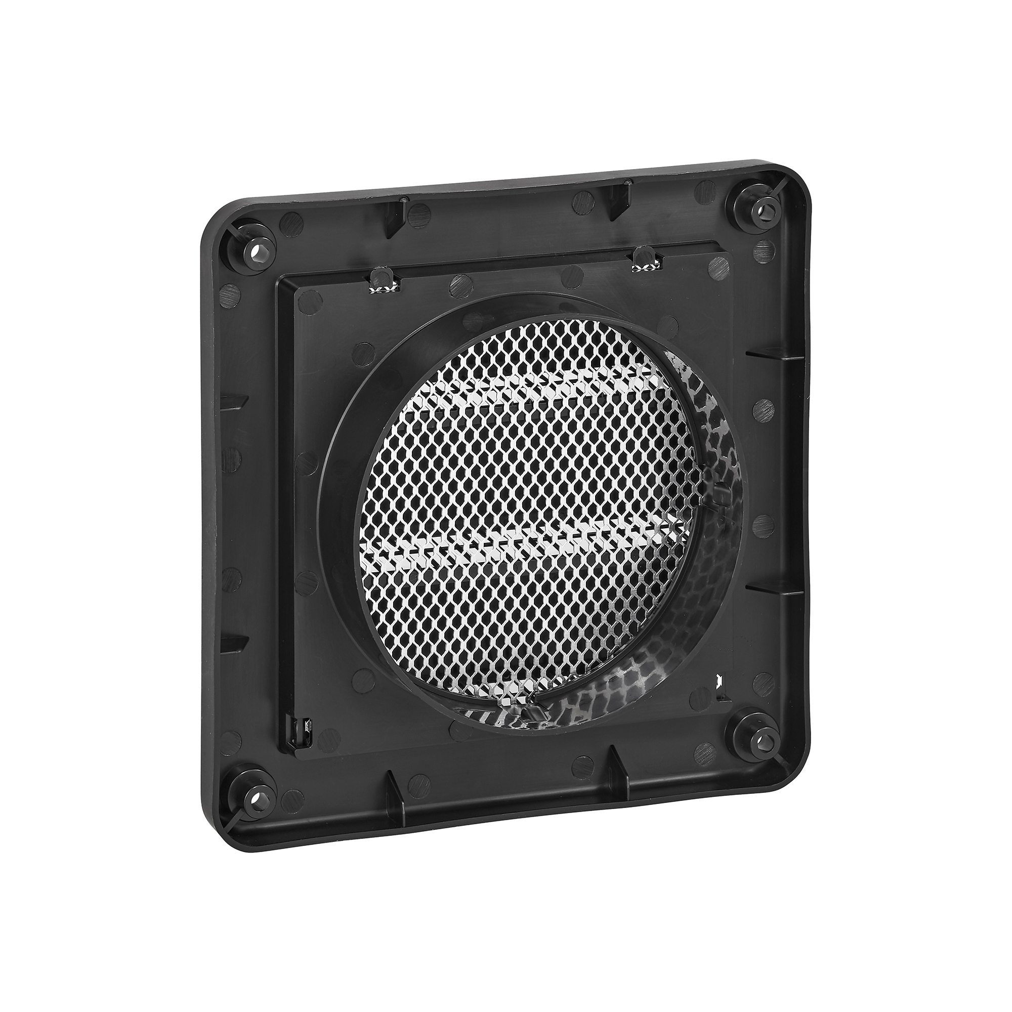 4 inch Black Plastic Fresh Air Intake Vent (Mini Louver) - Metal Bug Screen - Back