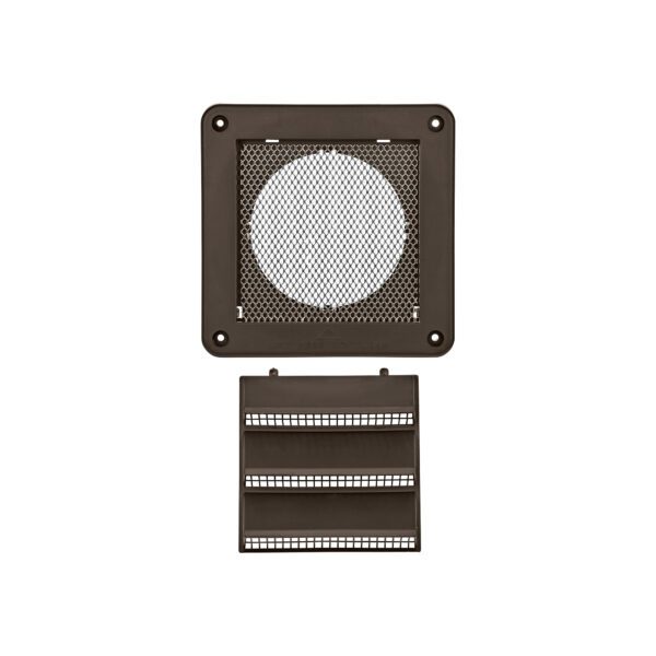 4 inch Brown Plastic Fresh Air Intake Vent (Rain Guard) - Metal Bug Screen - Unassembled