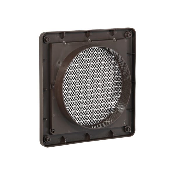 6 inch Brown Plastic Fresh Air Intake Vent (Mini Louver) - Metal Bug Screen - Back