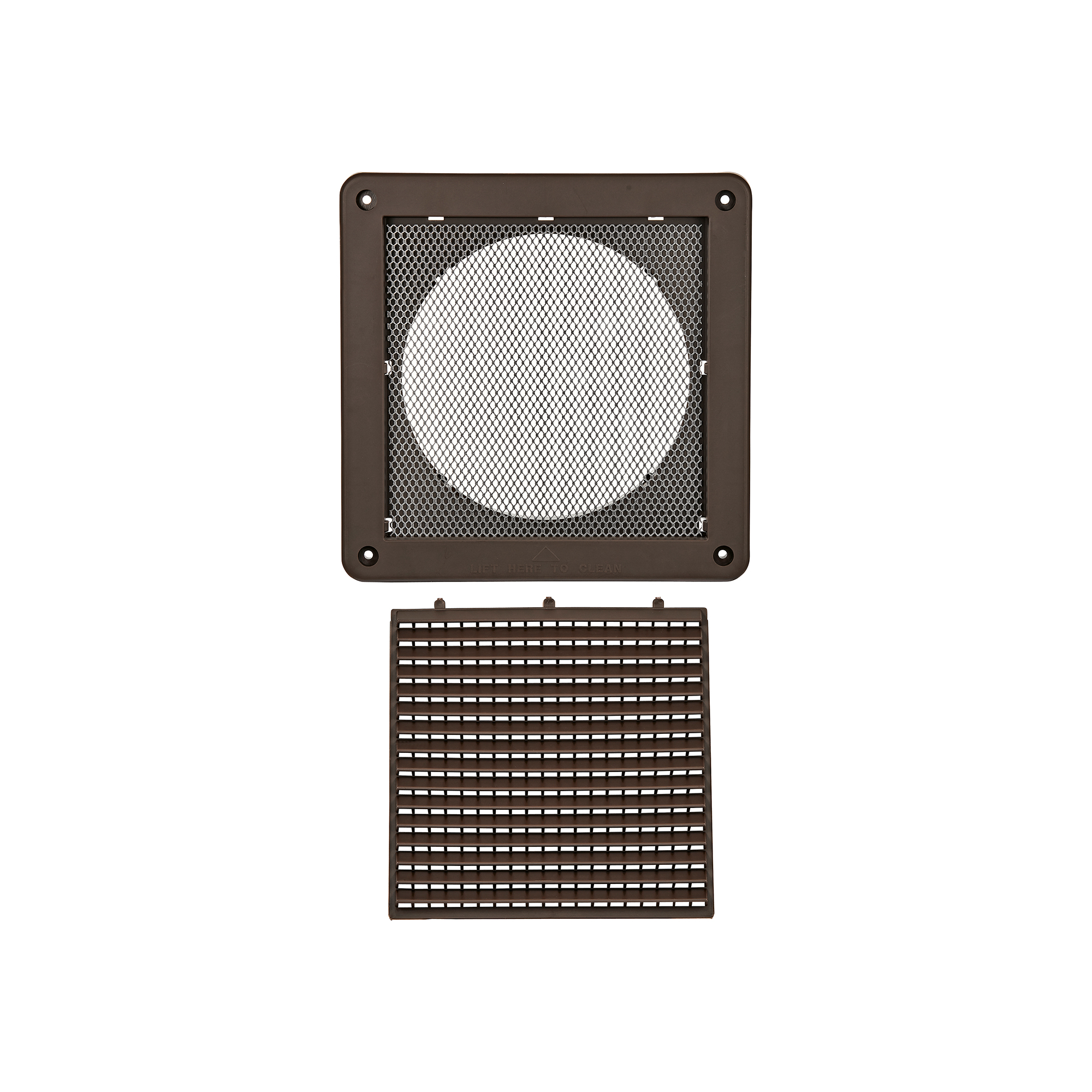 606B-MLS-04 6 inch Brown Plastic Fresh Air Intake Vent (Mini Louver) - Metal Bug Screen - Unassembled