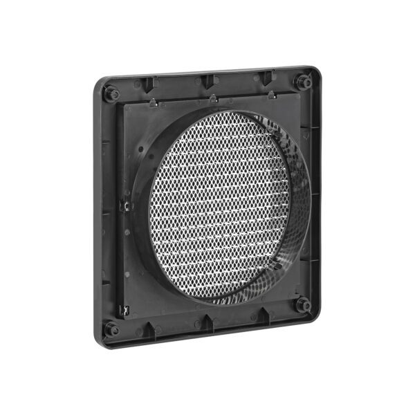 6 inch Black Plastic Fresh Air Intake Vent (Mini Louver) - Metal Bug Screen - Back