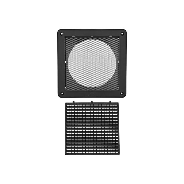 6 inch Black Plastic Fresh Air Intake Vent (Mini Louver) - Metal Bug Screen - Unassembled