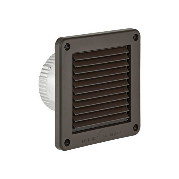 4 inch Brown Plastic Fresh Air Intake Vent (Mini Louver) - Front