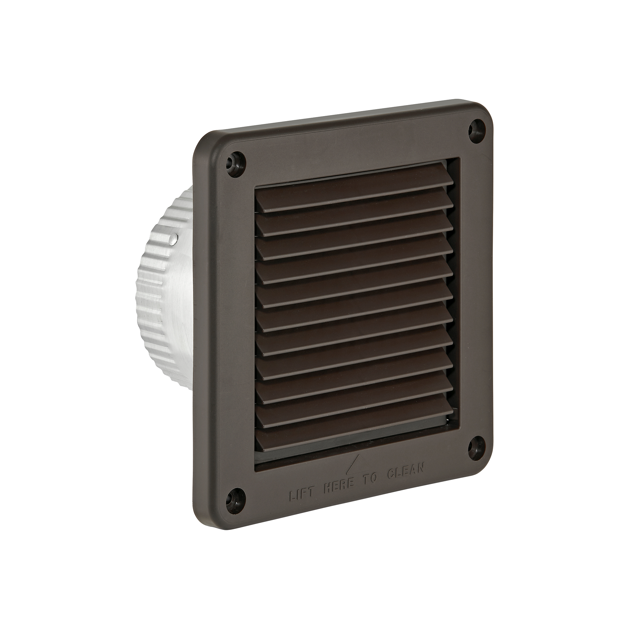 674B-MLS-01 4 inch Brown Plastic Fresh Air Intake Vent (Mini Louver) - Front