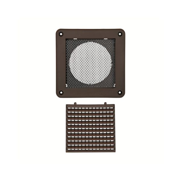 4 inch Brown Plastic Fresh Air Intake Vent (Mini Louver) - Unassembled