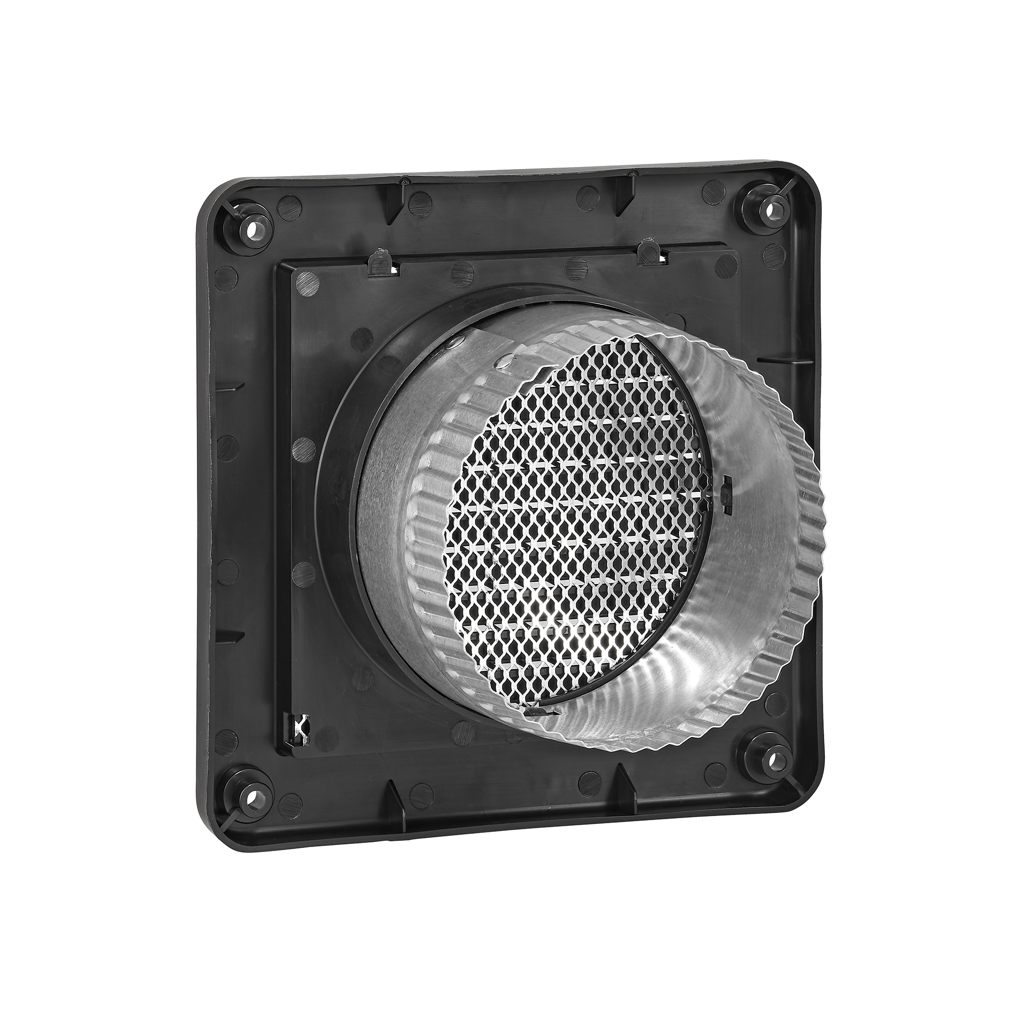 4 inch Black Plastic Fresh Air Intake Vent (Mini Louver) - Back