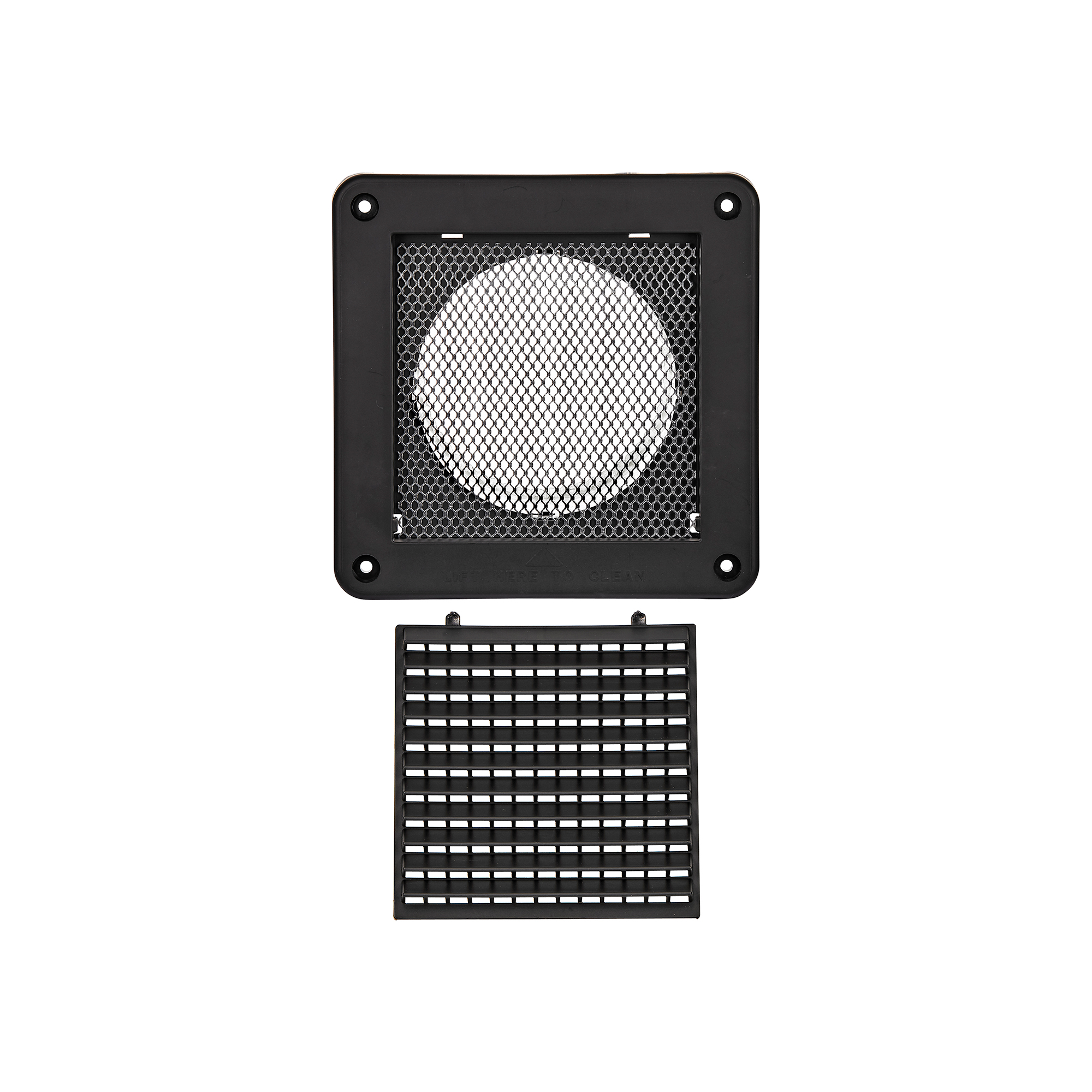 4 inch Black Plastic Fresh Air Intake Vent (Mini Louver) - Unassembled
