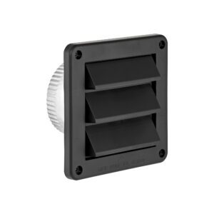 4 inch Black Plastic Fresh Air Intake Vent (Rain Guard) - Front