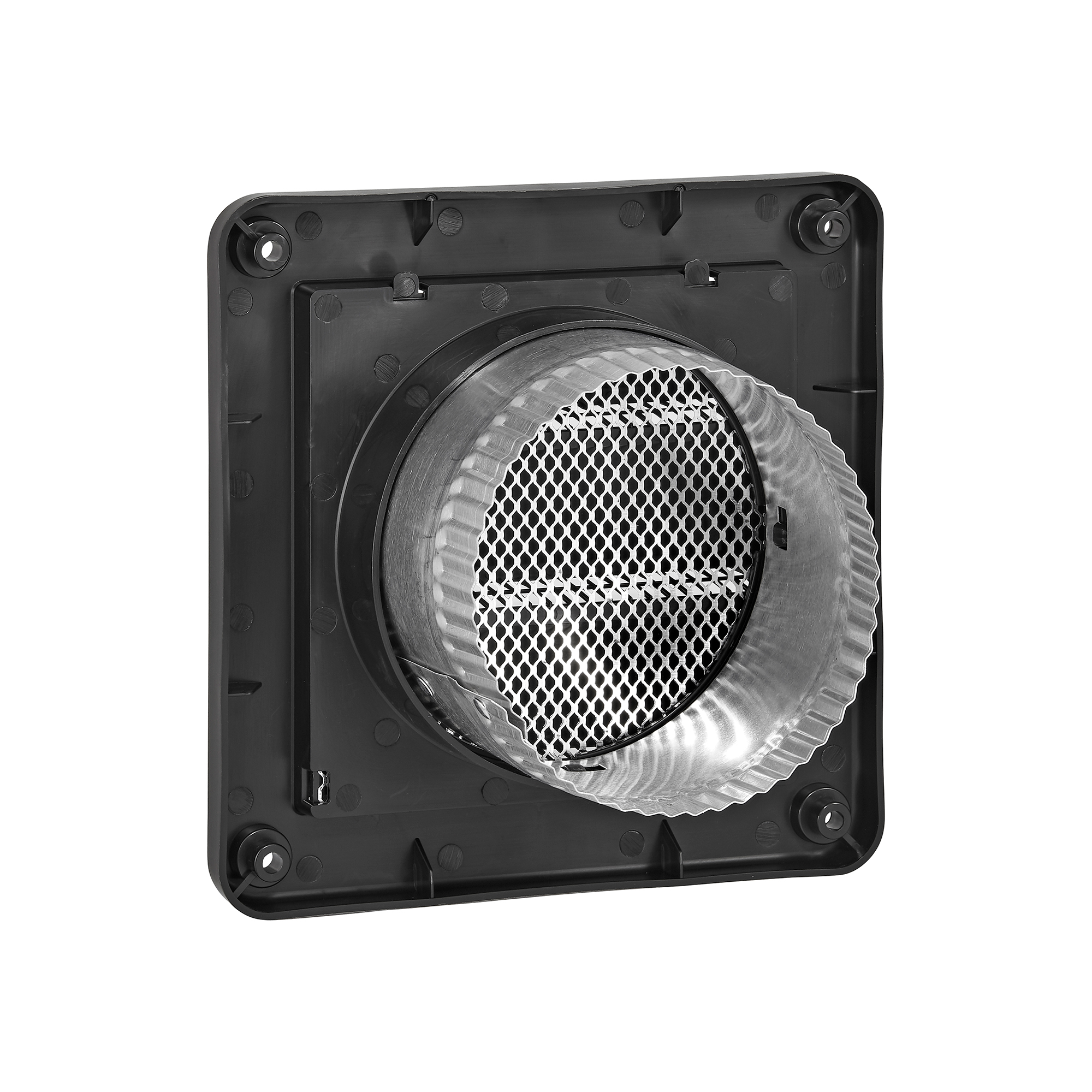 674BLS-03 4 inch Black Plastic Fresh Air Intake Vent (Rain Guard) - Back