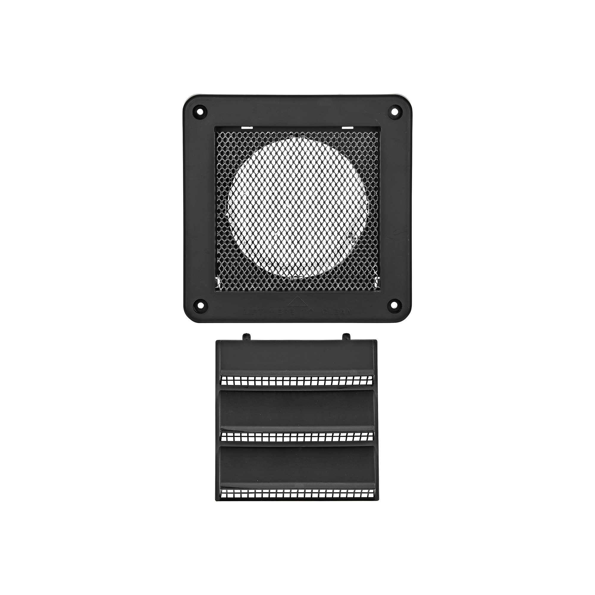 674BLS-04 4 inch Black Plastic Fresh Air Intake Vent (Rain Guard) - Unassembled