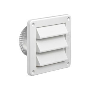 4 inch White Plastic Fresh Air Intake Vent (Rain Guard) - Front