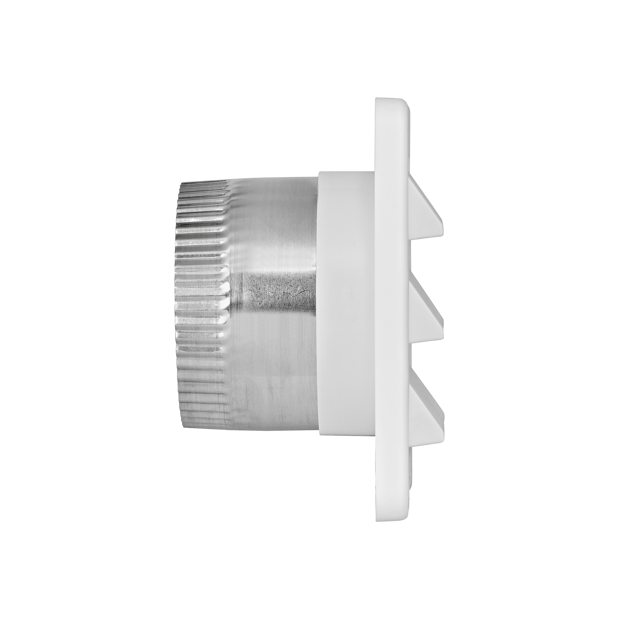 674W-CS-02 4 inch White Plastic Fresh Air Intake Vent (Rain Guard) - Side