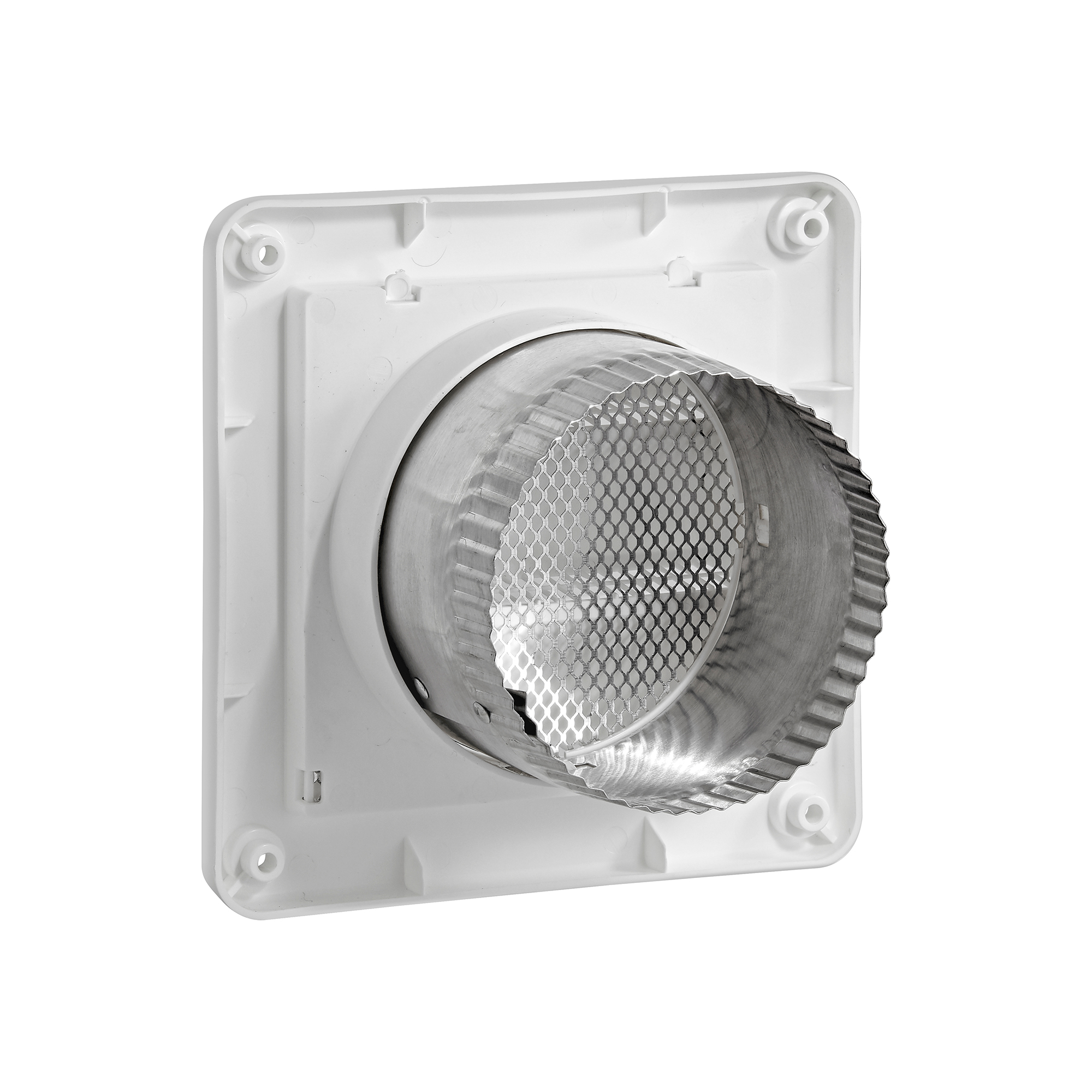 674W-CS-03 4 inch White Plastic Fresh Air Intake Vent (Rain Guard) - Back