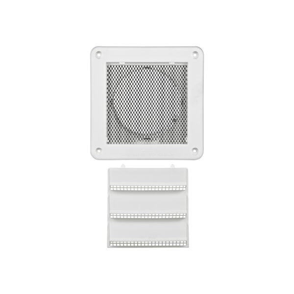 4 inch White Plastic Fresh Air Intake Vent (Rain Guard) - Unassembled