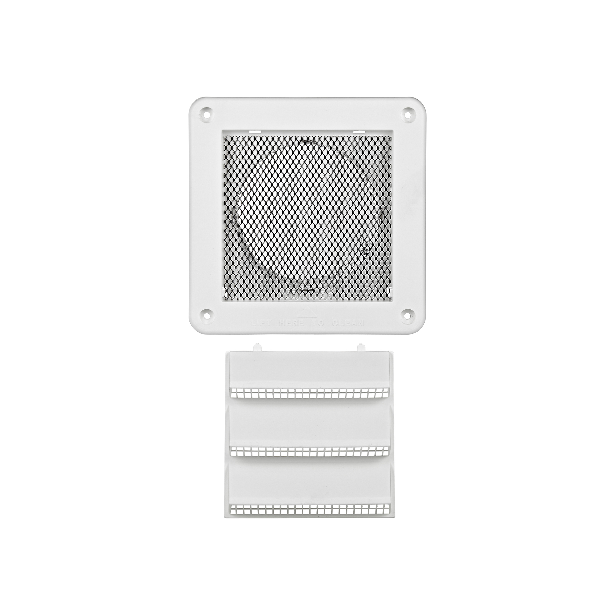 674W-CS-04 4 inch White Plastic Fresh Air Intake Vent (Rain Guard) - Unassembled