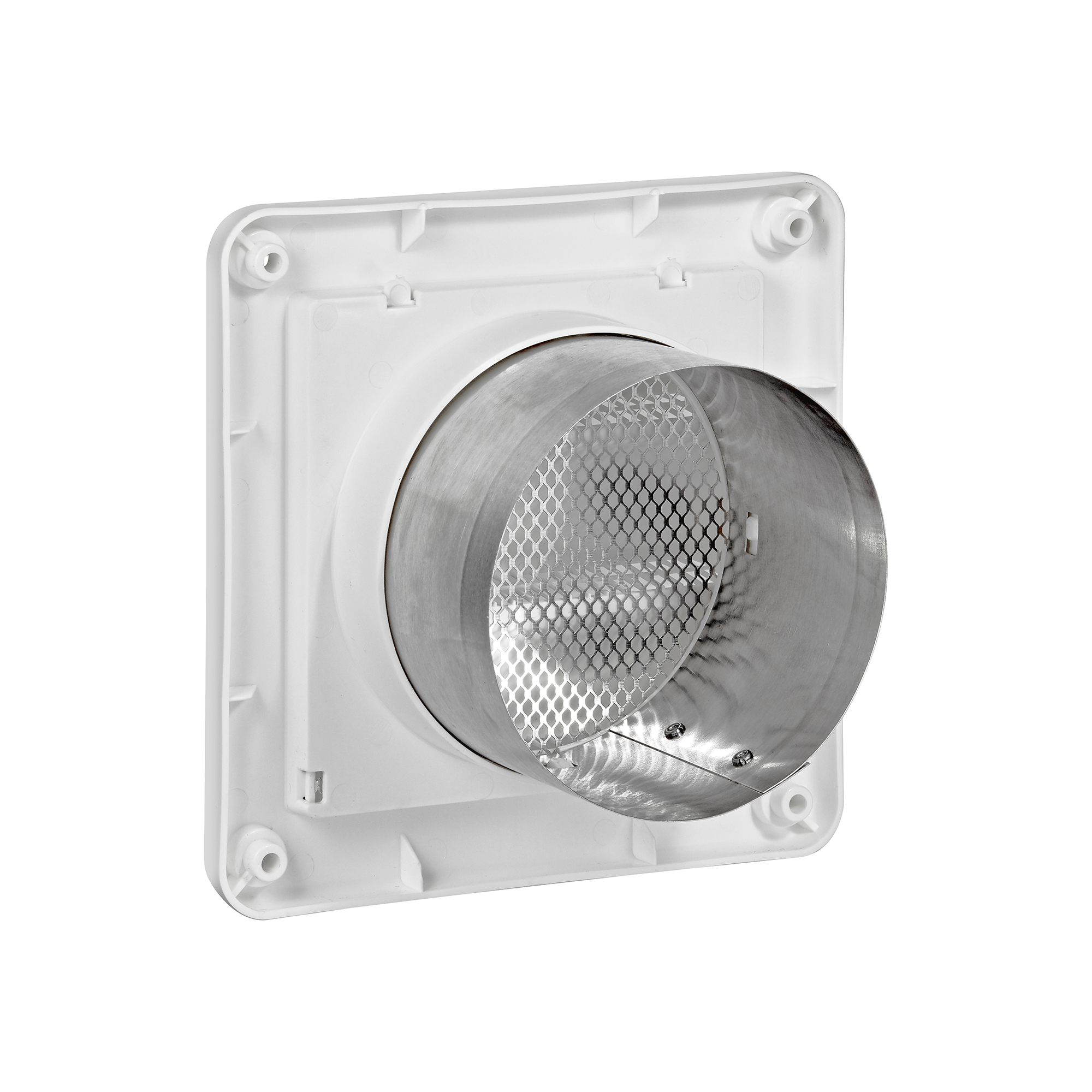 674WS-03 4 inch White Plastic Fresh Air Intake Vent (Rain Guard) - Back