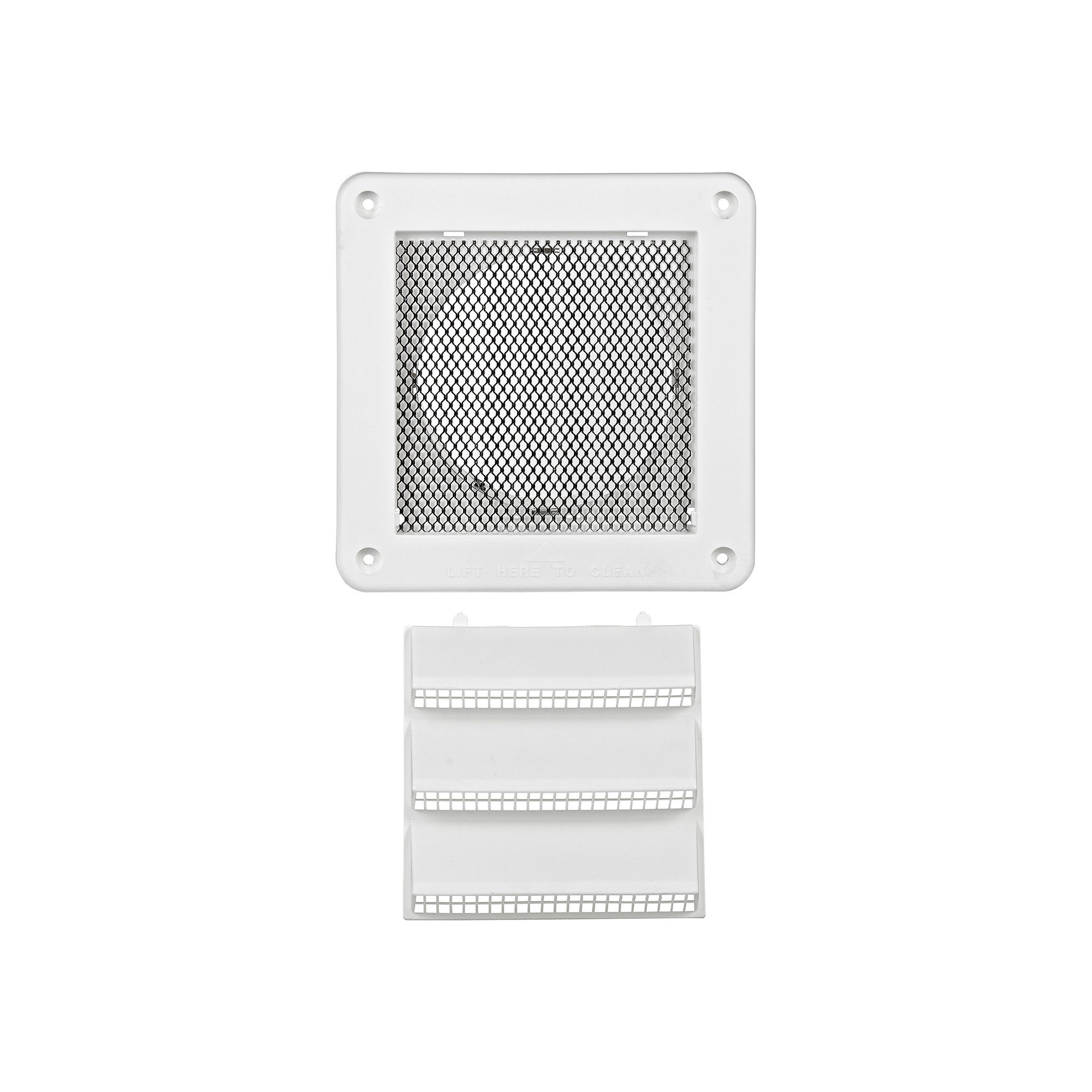 674WS-04 4 inch White Plastic Fresh Air Intake Vent (Rain Guard) - Unassembled