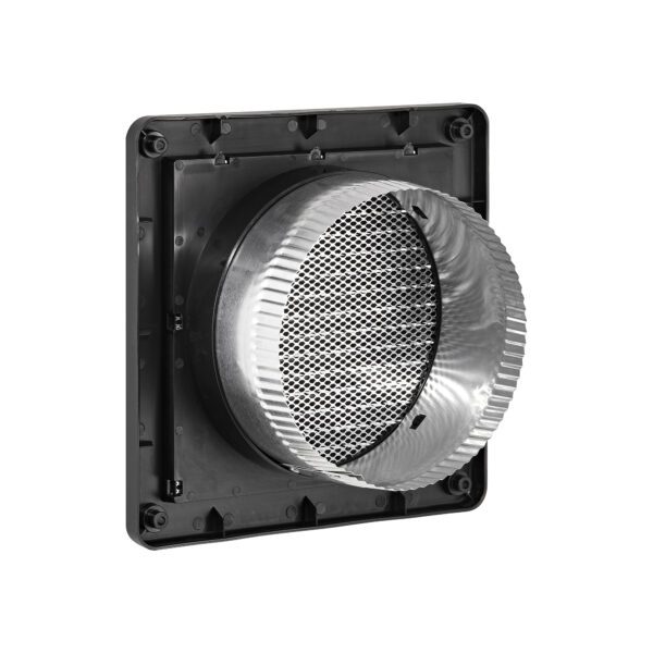 6 inch Black Plastic Fresh Air Intake Vent (Mini Louver) - Back