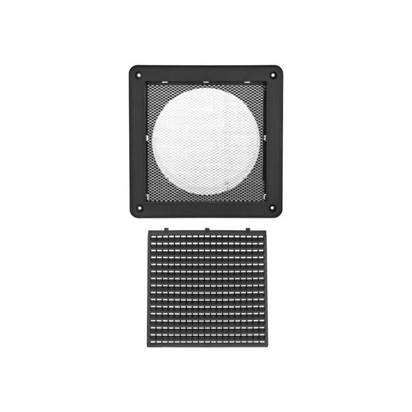 6 inch Black Plastic Fresh Air Intake Vent (Mini Louver) - Unassembled