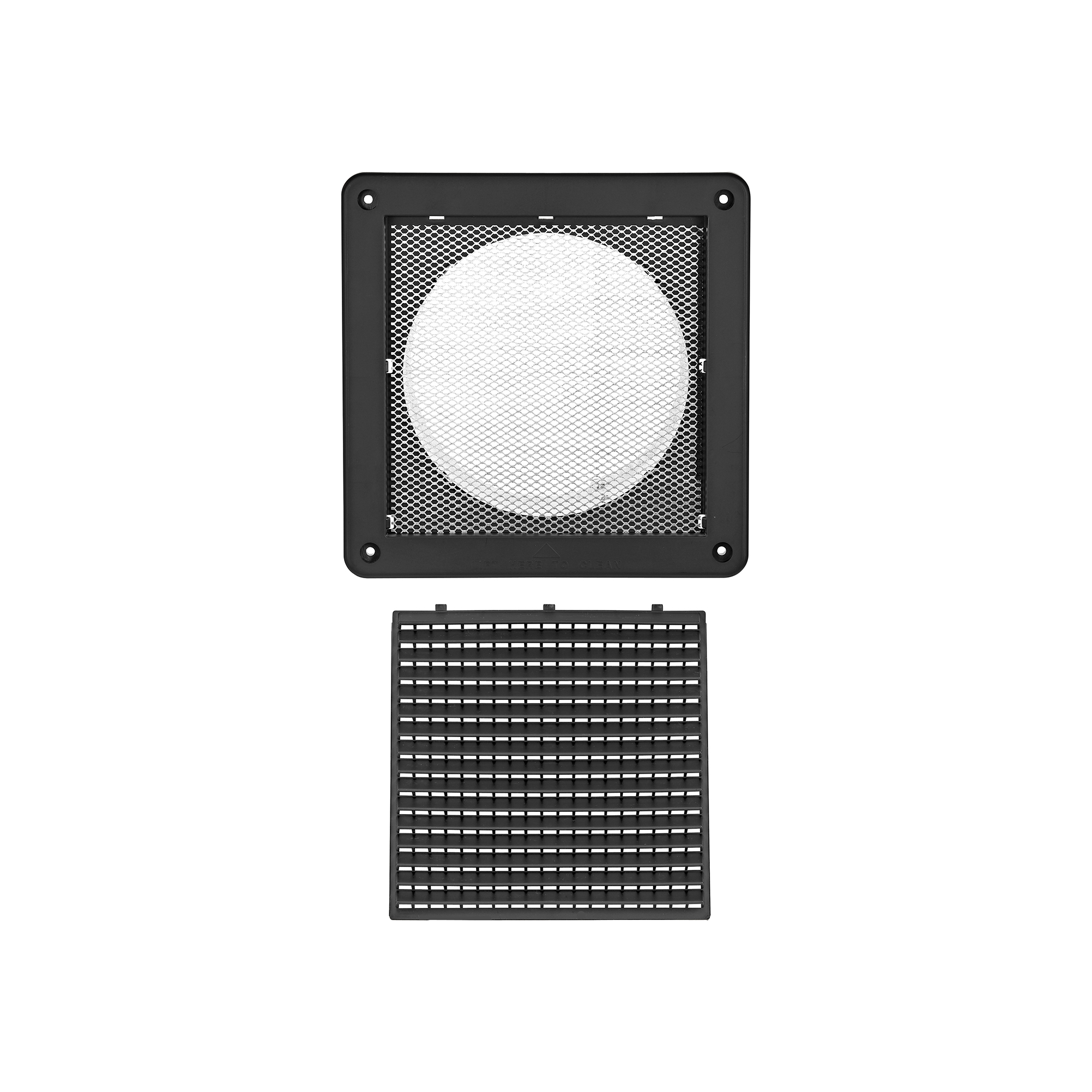 676BL-MLS-02 6 inch Black Plastic Fresh Air Intake Vent (Mini Louver) - Unassembled