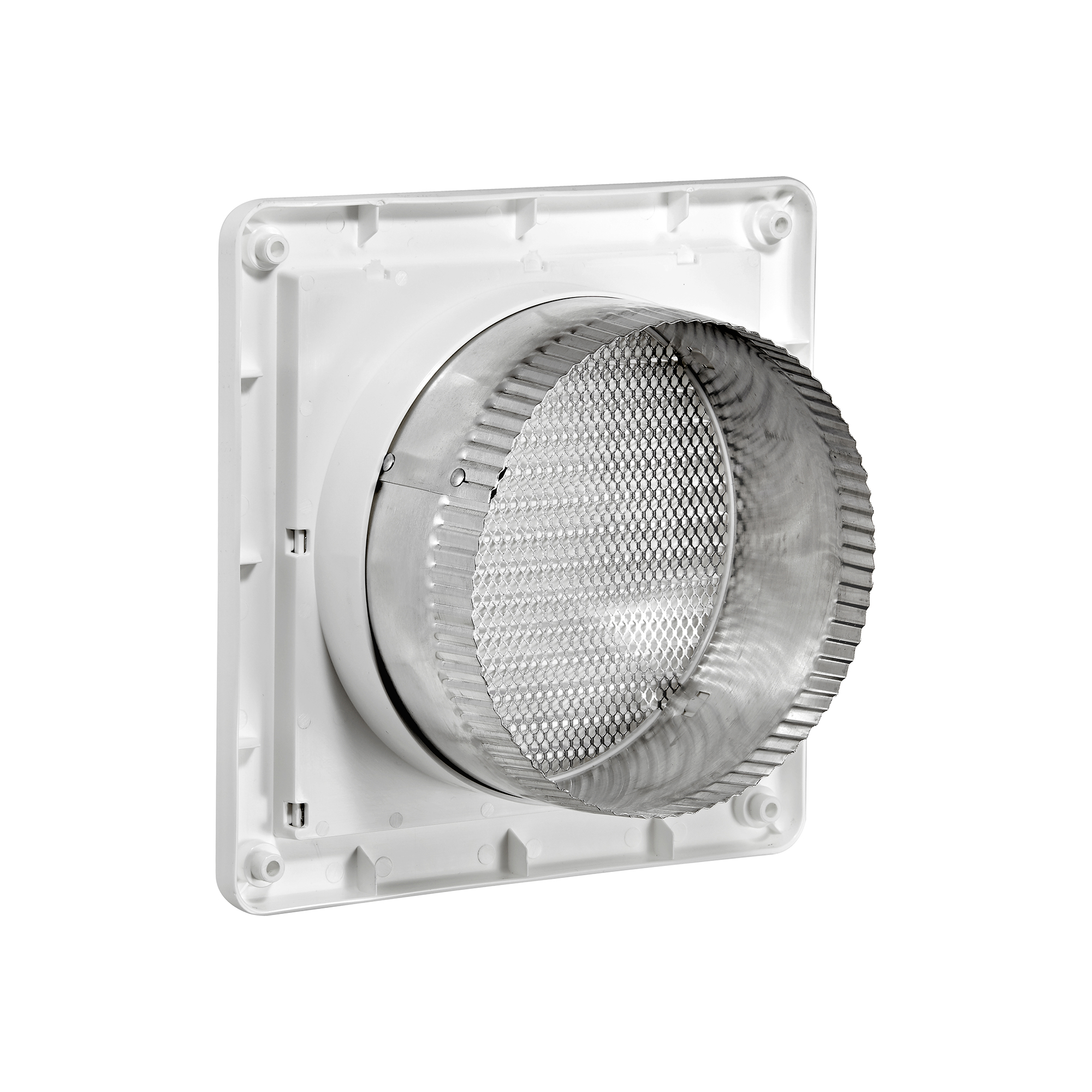676W-MLS-01 6 inch White Plastic Fresh Air Intake Vent (Mini Louver) - Back