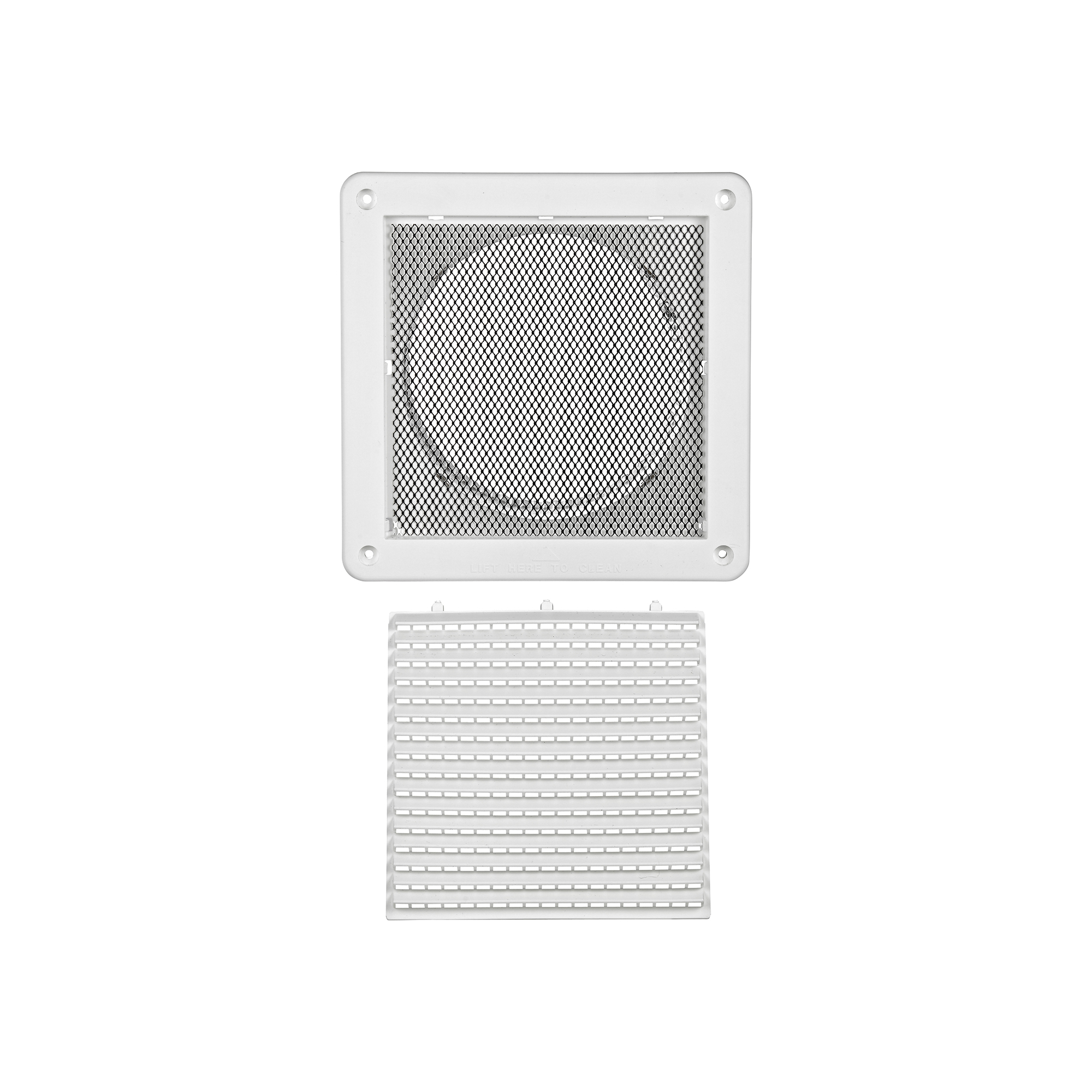 676W-MLS-02 6 inch White Plastic Fresh Air Intake Vent (Mini Louver) - Unassembled