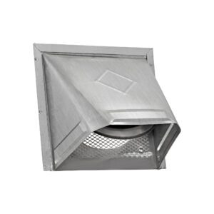 Aluminum Wall Exhaust Hood Bath Fan Vent - Damper - Bug Screen - Flush Mount - Front Open