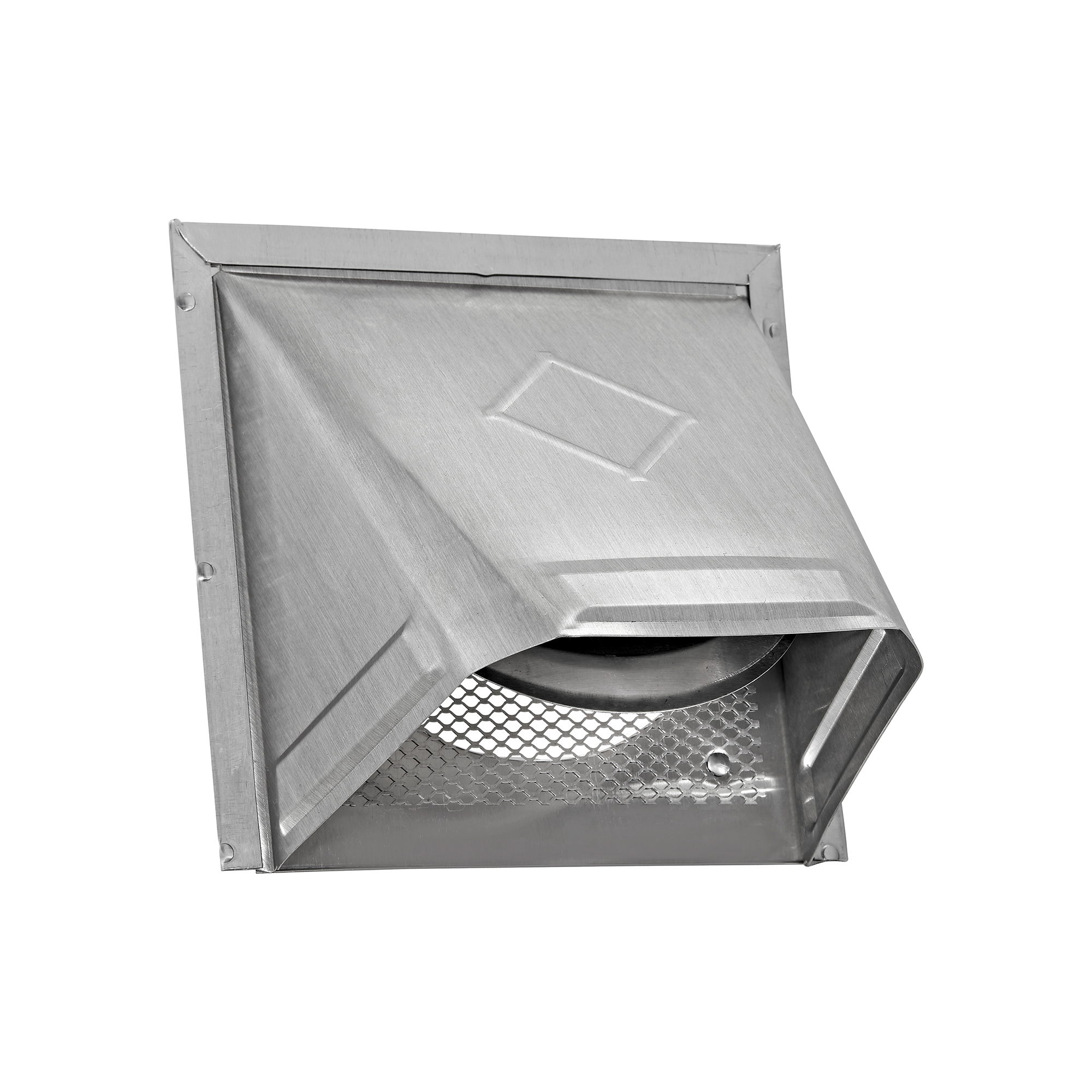 Aluminum Wall Exhaust Hood Bath Fan Vent - Damper - Bug Screen - Flush Mount - Front Open