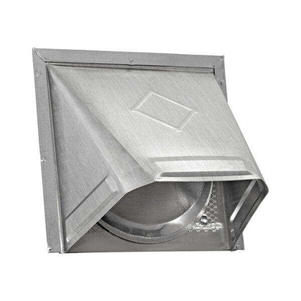 Aluminum Wall Exhaust Hood Bath Fan Vent - Damper - Bug Screen - Flush Mount - Front