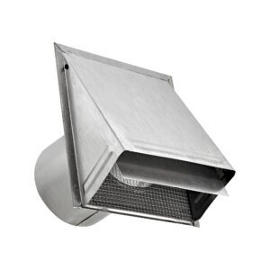 Aluminum Wall Exhaust Hood Bath Fan Vent - Damper - Wire Mesh Screen - 6 inch Pipe - Front