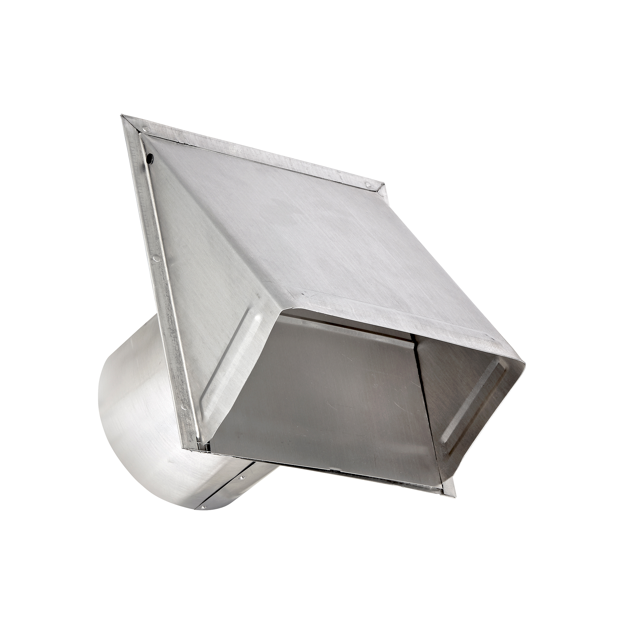 3460MS-6-02 Aluminum Wall Exhaust Hood Bath Fan Vent - Damper - Wire Mesh Screen - 6 inch Pipe - Angled Closed