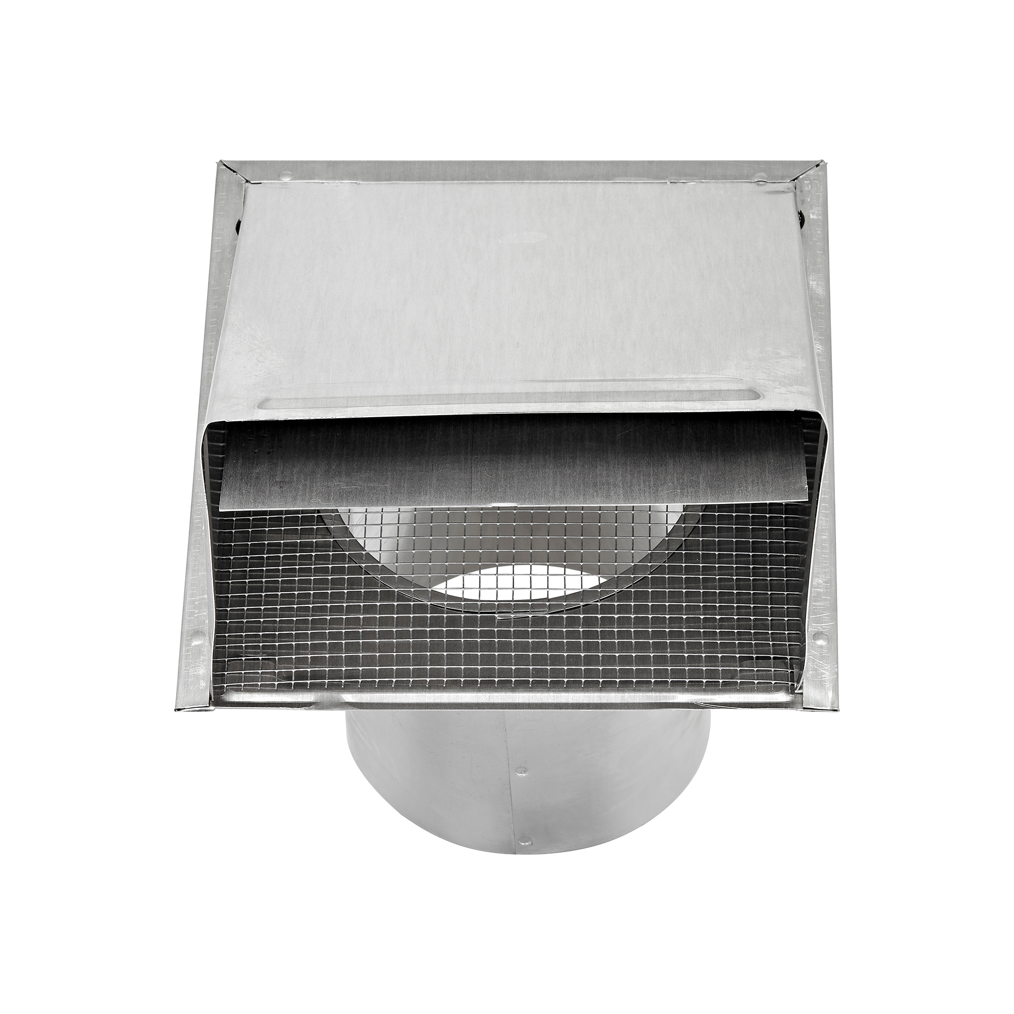 3460MS-6-03 Aluminum Wall Exhaust Hood Bath Fan Vent - Damper - Wire Mesh Screen - 6 inch Pipe - Front
