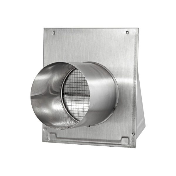 Aluminum Wall Exhaust Hood Bath Fan Vent - Damper - Wire Mesh Screen - 6 inch Pipe - Back