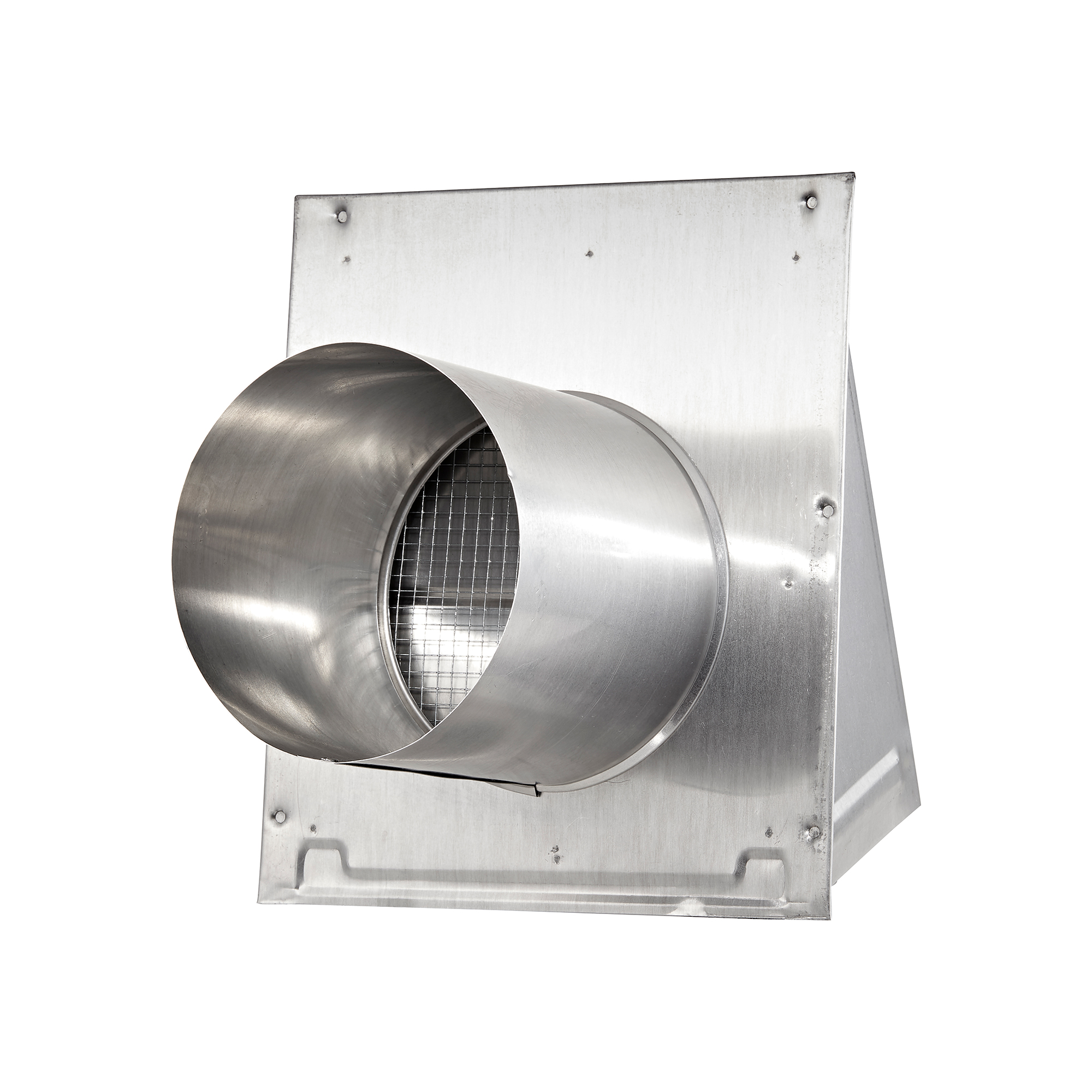 3460MS-6-07 Aluminum Wall Exhaust Hood Bath Fan Vent - Damper - Wire Mesh Screen - 6 inch Pipe - Back