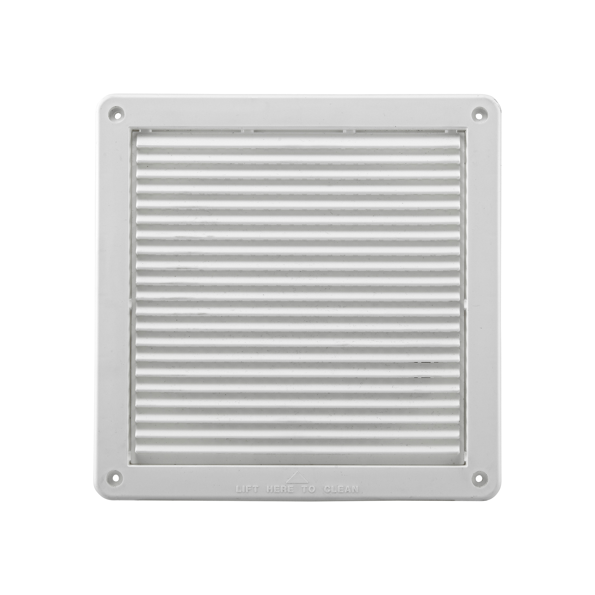 8 inch White Plastic Fresh Air Intake Vent - Removable Screen (Mini Louver)