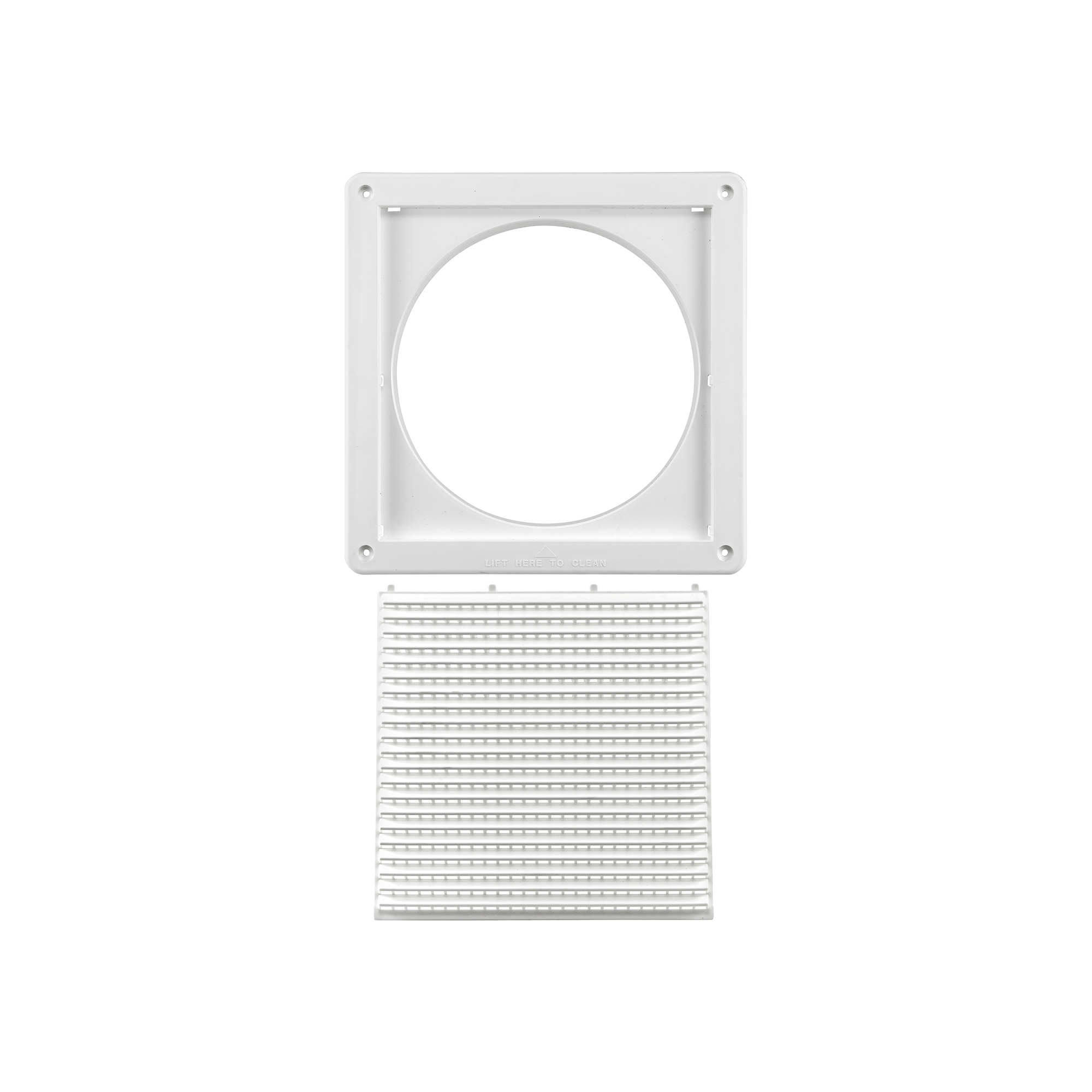 608W-ML-05 8 inch White Plastic Fresh Air Intake Vent - Removable Screen (Mini Louver) - Unassembled
