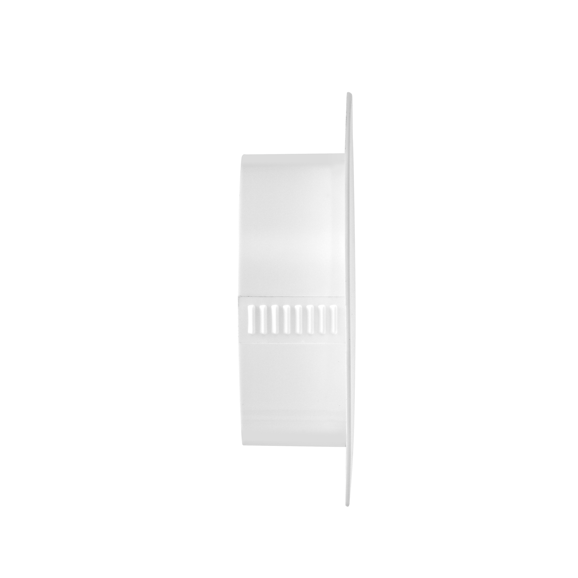 4 inch White Plastic Flush Mount Round Vent - Friction Fit - Side