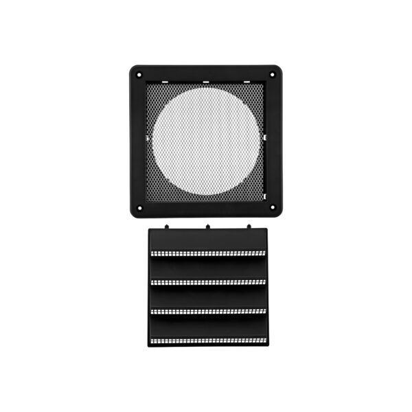 Black Plastic Fresh Air Intake Vent (Rain Guard) - Metal Bug Screen - Unassembled