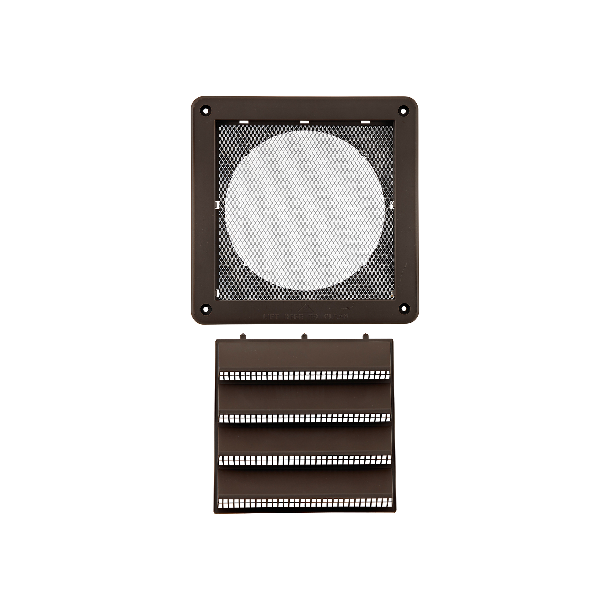 606BS-04 Brown Plastic Fresh Air Intake Vent (Rain Guard) - Metal Bug Screen - Unassembled