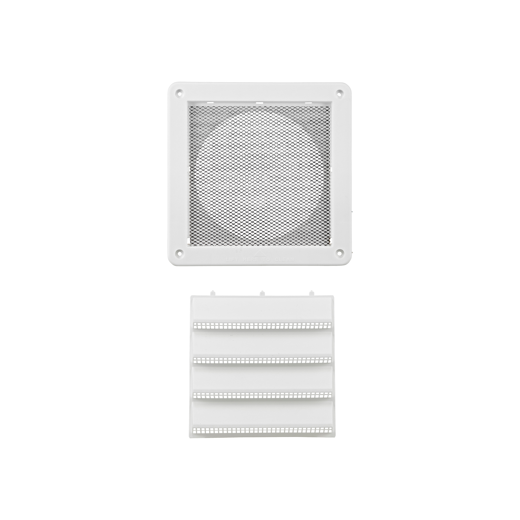 606WS-04 White Plastic Fresh Air Intake Vent (Rain Guard) - Metal Bug Screen - Unassembled