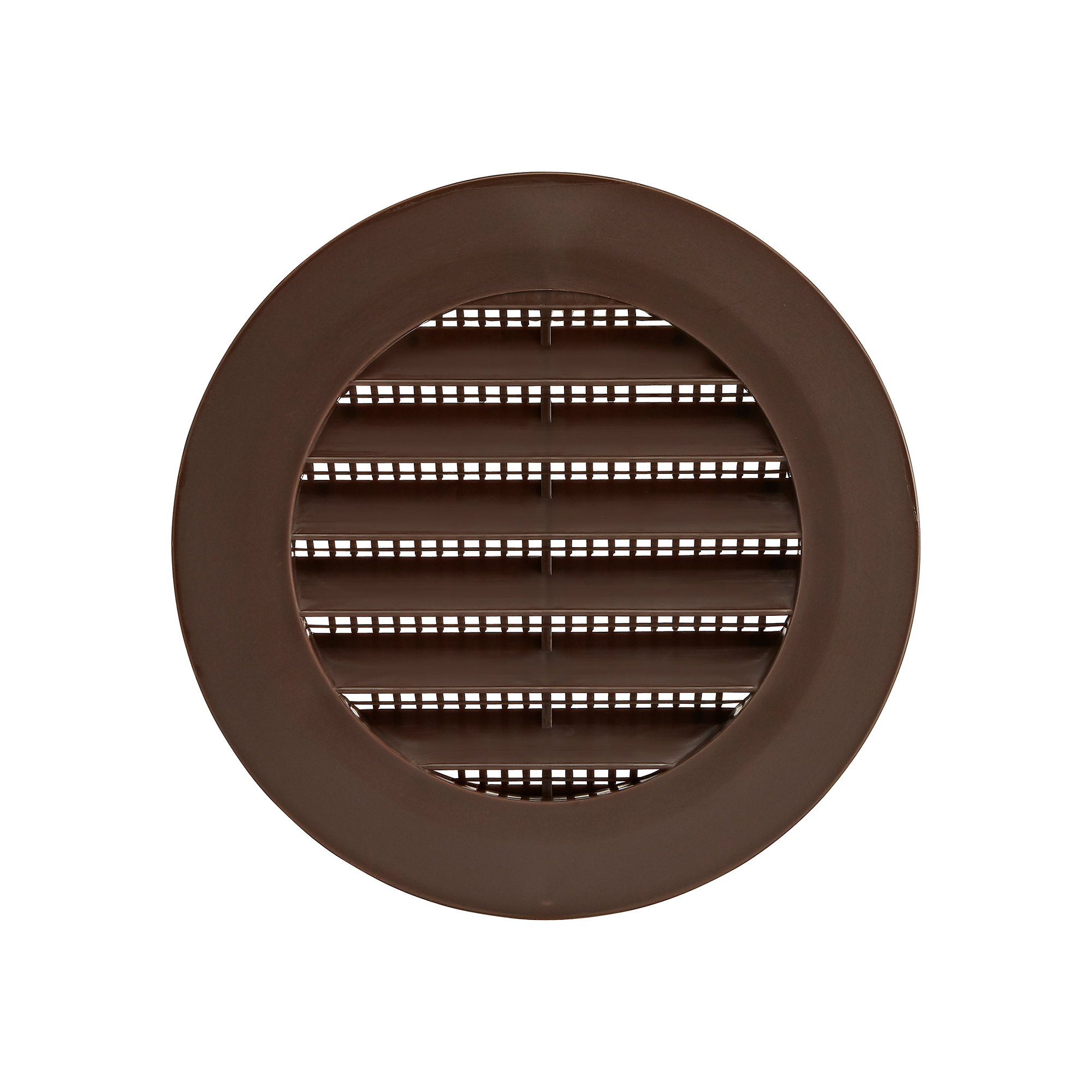 4 inch Brown Plastic Flush Mount Round Vent - Friction Fit - Front