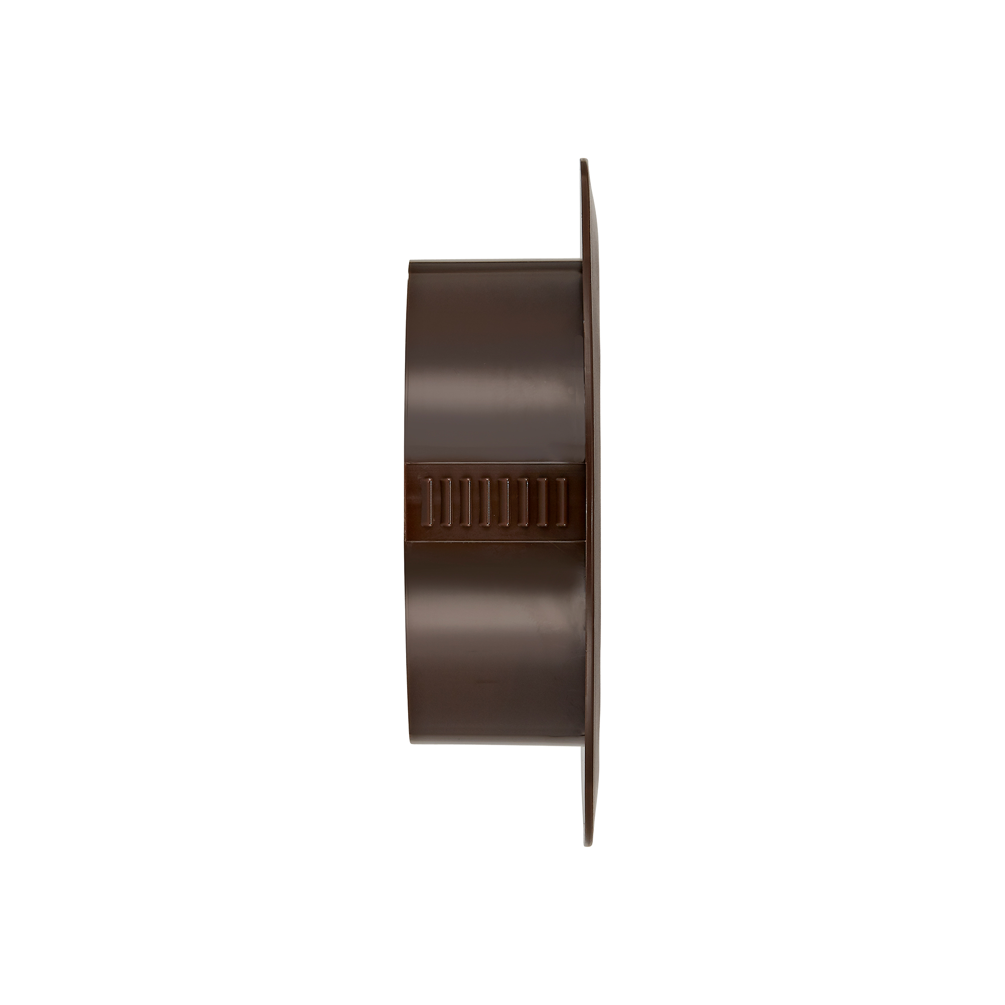 174B-03 4 inch Brown Plastic Flush Mount Round Vent - Friction Fit - Side