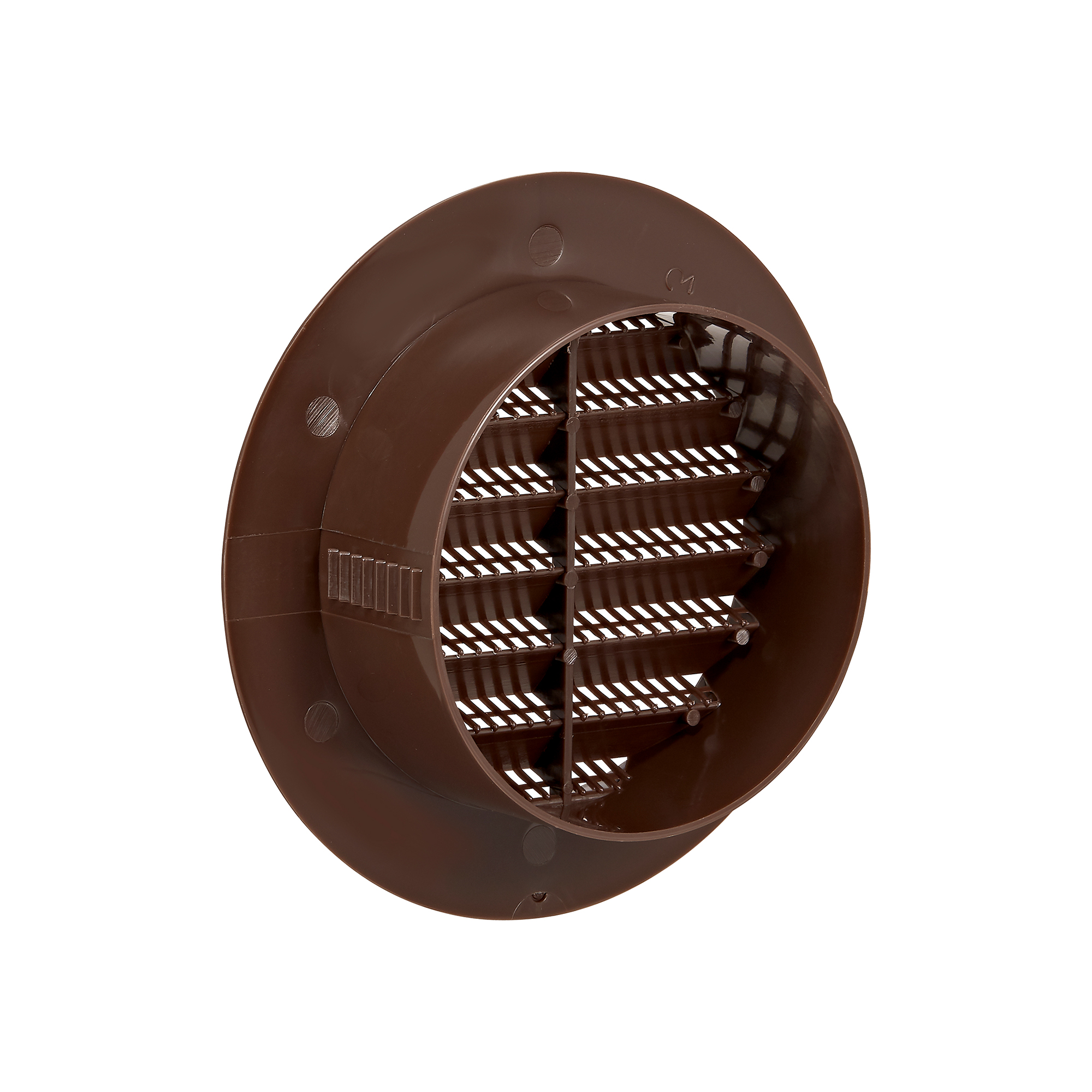 174B-04 4 inch Brown Plastic Flush Mount Round Vent - Friction Fit - Back
