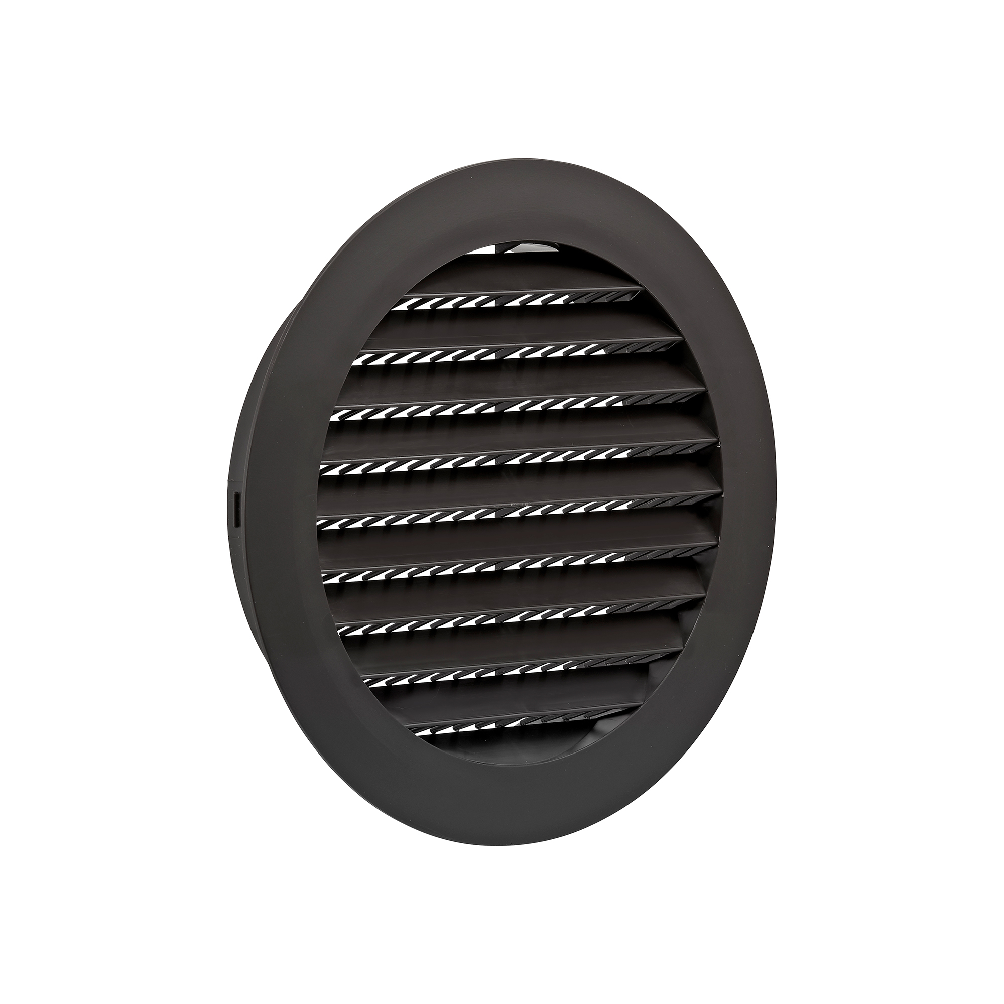 176BL-02 Black Plastic Flush Mount Round Vent - Friction Fit - Angle
