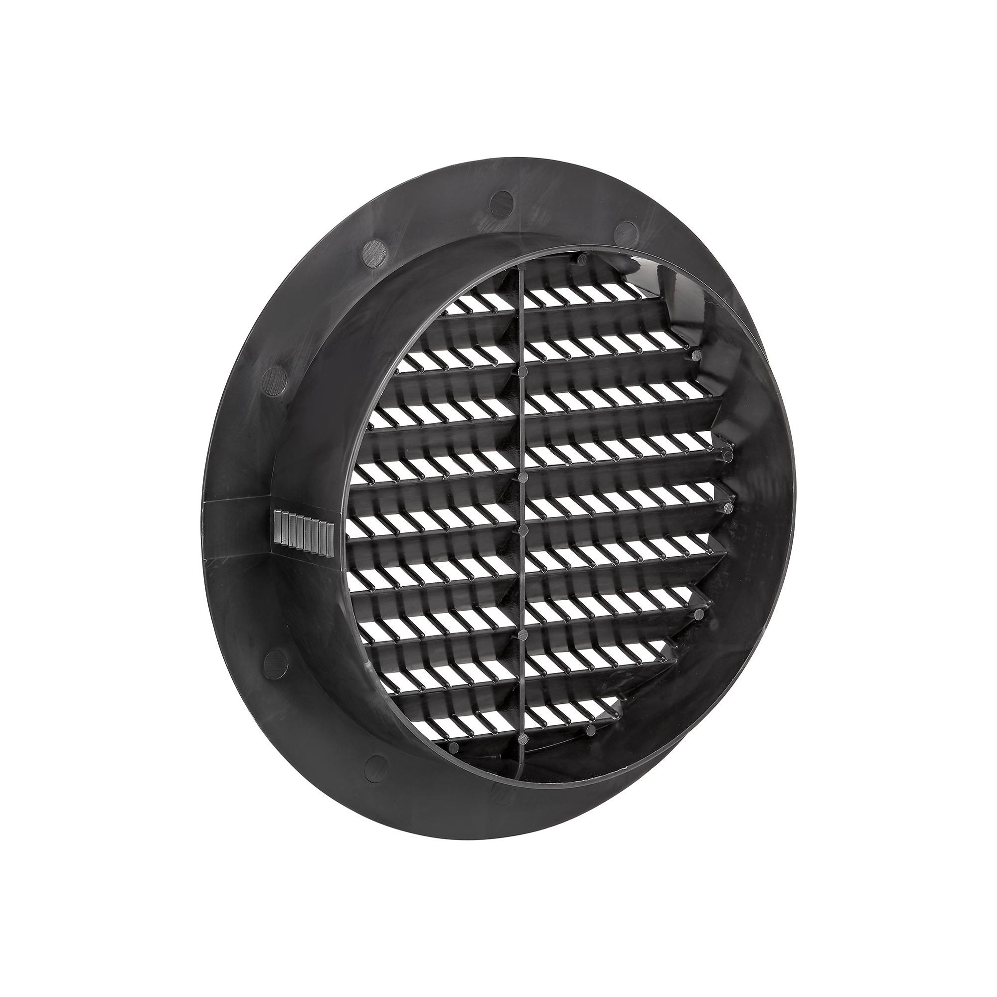 176BL-04 Black Plastic Flush Mount Round Vent - Friction Fit - Back