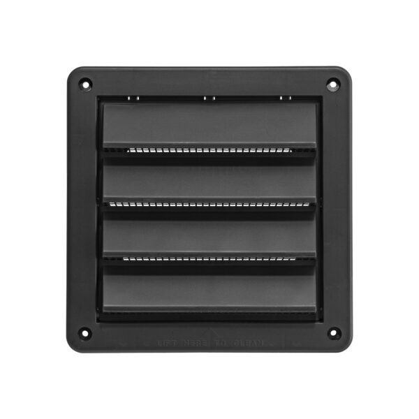 Black Plastic Fresh Air Intake Vent (Rain Guard) - Removable Screen - Front