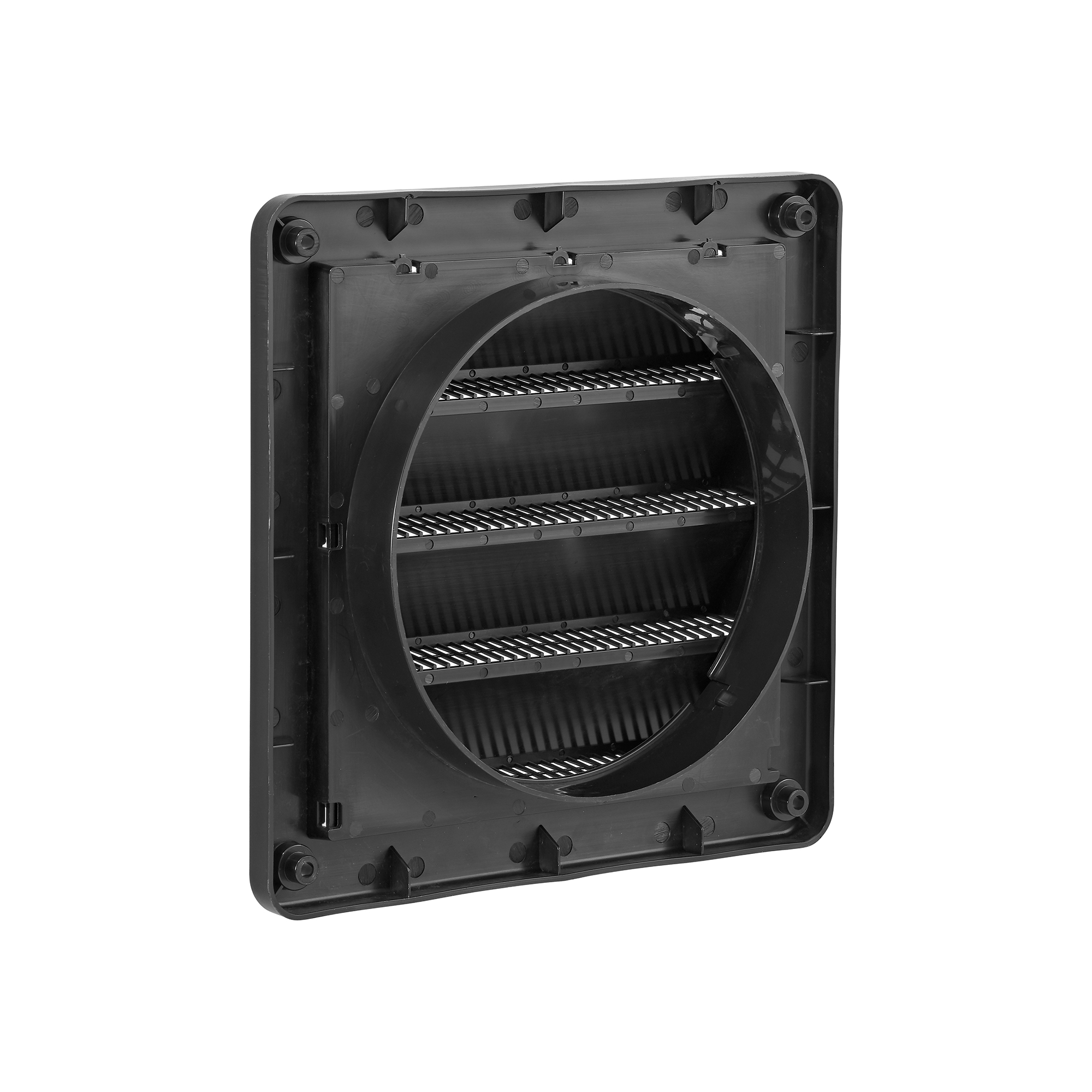 606BL-04 Black Plastic Fresh Air Intake Vent (Rain Guard) - Removable Screen - Back
