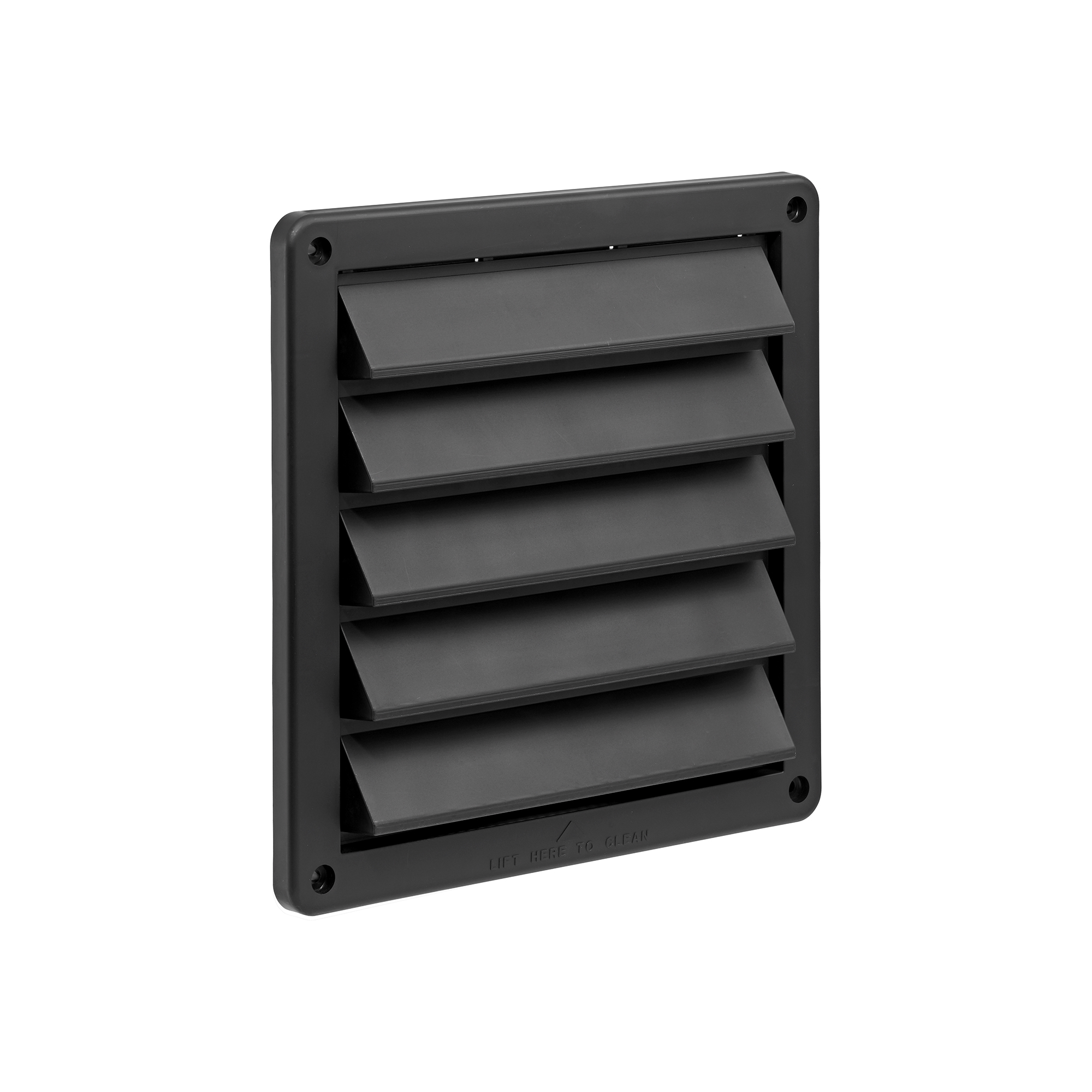 608BL-02 Black Plastic Fresh Air Intake Vent (Rain Guard) - Removable Screen - Angle