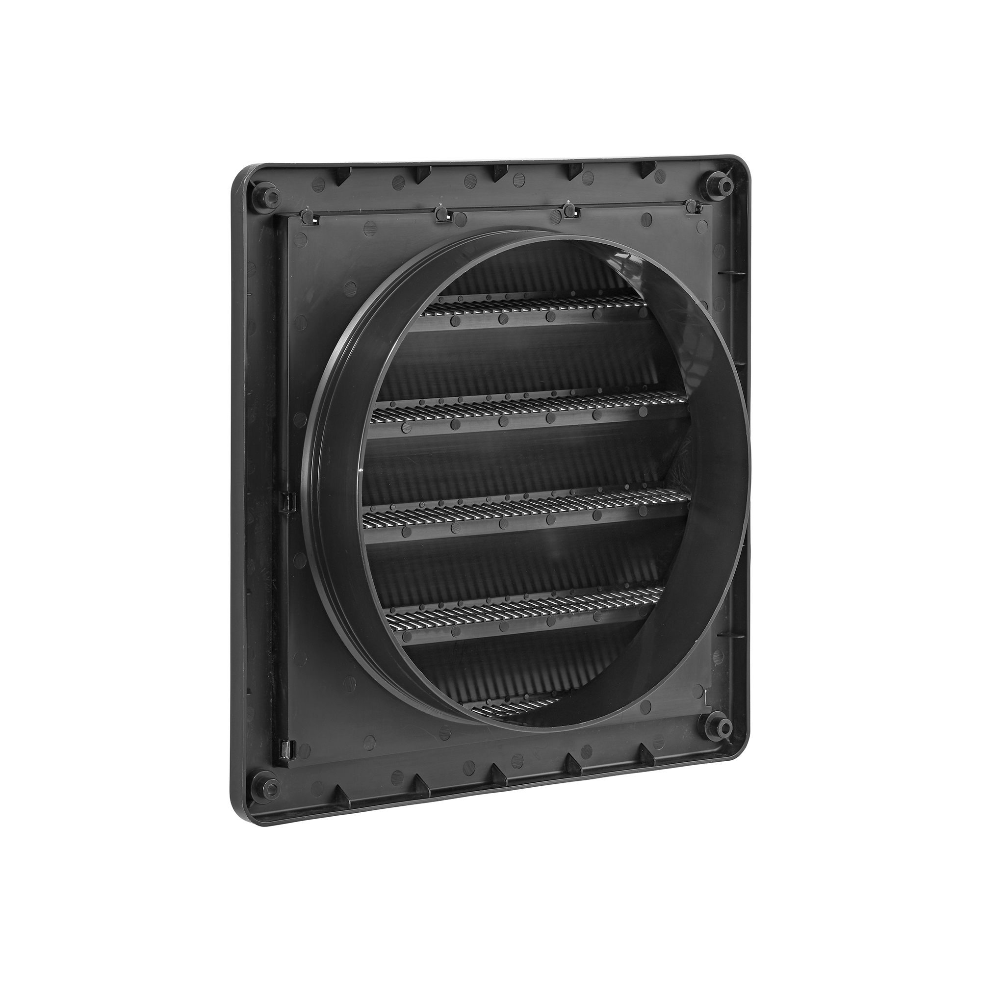 608BL-04 Black Plastic Fresh Air Intake Vent (Rain Guard) - Removable Screen - Back