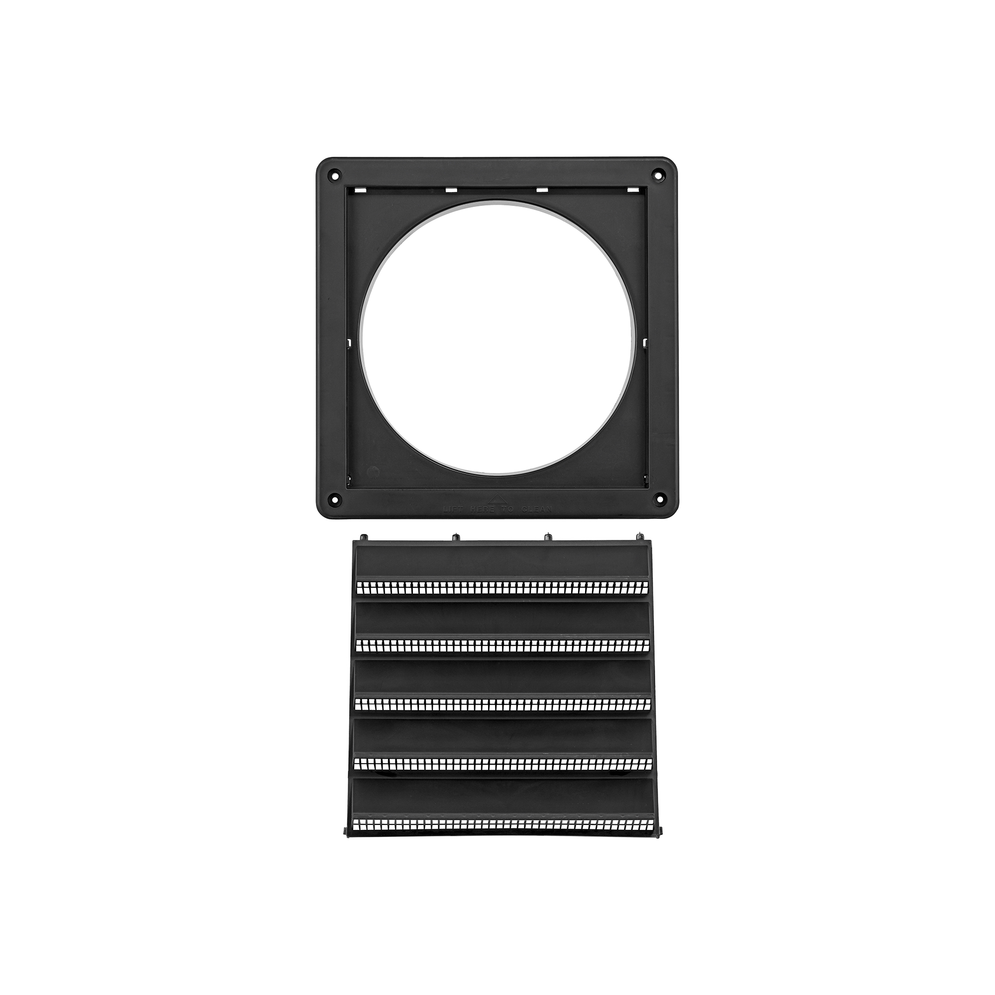 608BL-05 Black Plastic Fresh Air Intake Vent (Rain Guard) - Removable Screen - Unassembled